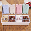 4 Grid Plastic Wheat Straw Flip Drawer Type Spice Jar Seasoning Storage Box