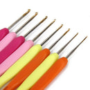 8 Colorful Plastic Handle Metal Head Tip Crochet Needle Needle 1-2.75mm