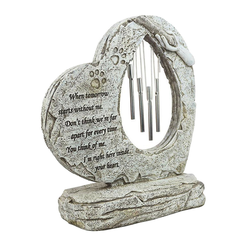 Dog Memorial Stone with Sympathy Poem and Wind Chimes for Garden Yards