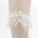 Wedding Party Pearls Bowknot Lace Flower Garter Thigh Ring Party Accessories