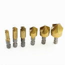 6pcs HSS Chamfer Drill Bit Hex Shank 90 Degree 6mm-19mm Countersink Chamfer