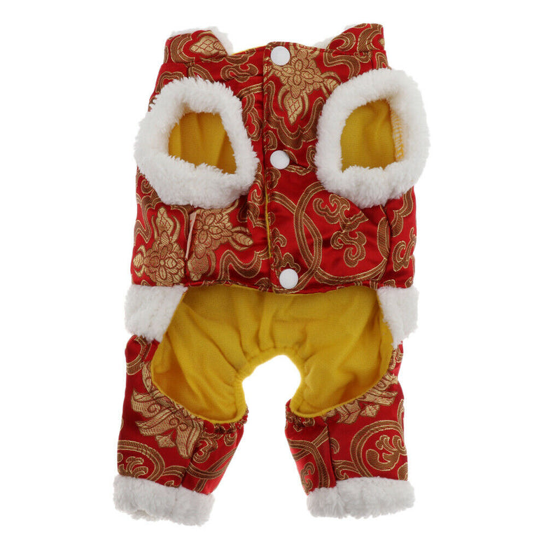 Red Chinese Style New Year Festive Dog Tang Suit Four Legged Jumpsuit S