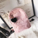 Women Soft Faux Fur Plush Backpack Shoulder Bag Fluffy School Bag with Hear