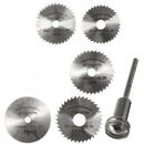 6pc Mini HSS Saw Blade Discs Hish Speed Steel Mandrel Set for Rotary Tool HGF