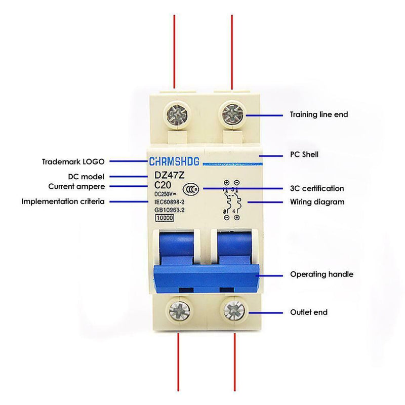 DZ47Z-63/2P Photovoltaic DC Circuit Breaker Protection Air Switch (20A)