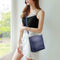 Solid Color Shoulder Messenger Handbags Women Leather Crossbody Bags (Blue)