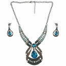 Necklace And Earring Set Water Drop Shape Jewelry Set Blue L6M8