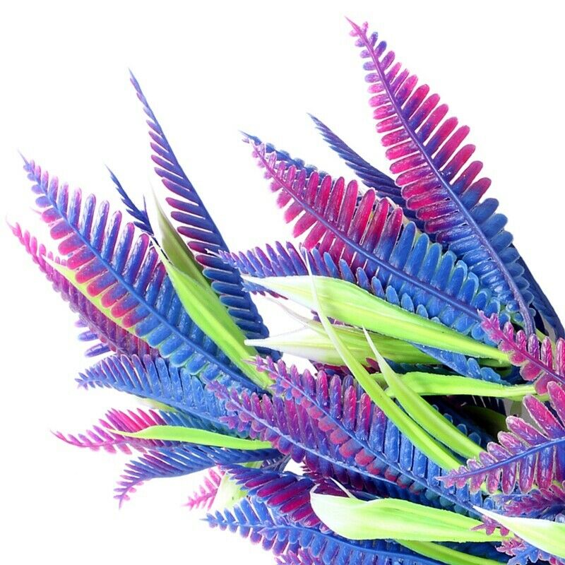 Decoration Plastic Simulated Sea Plants Flora for Aquarium Fish Tank purple E5T4