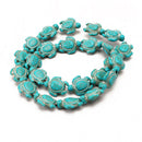 One Strand Howlite Turquoise Carved Two-sided Sea Turtle With Charm Spacer Beads