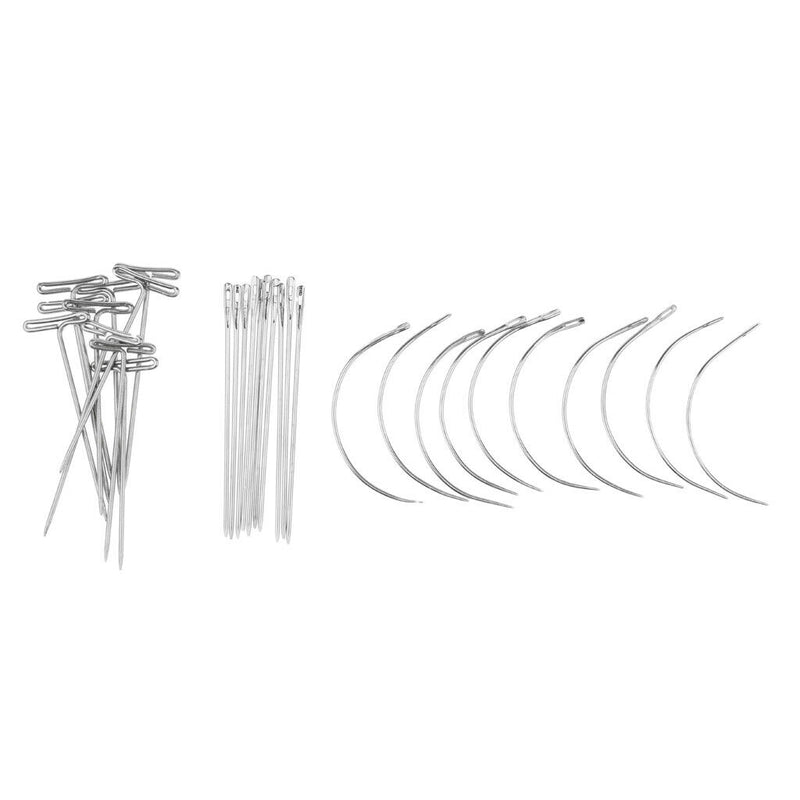 30 Pieces Wig Making Pins Needles Set, Wig T Pins J Pins C Curved Needles Hair