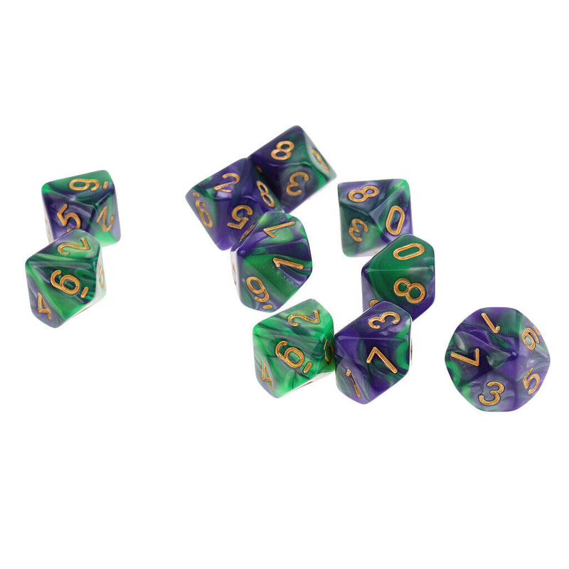 10pcs 10 Sided Dice D10 Polyhedral Dice for Dungeons and Dragons Table Games