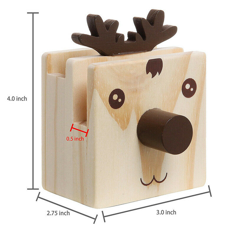 Humorous Reindeer Design Wood Desktop Pencil Cup Organizer / Novelty Eyegla X9M7