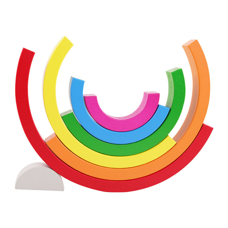 Handmade Wooden Rainbow Stacking Stacker Toddler Montessori Toys