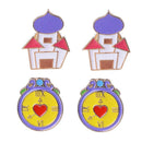 Lovely House Alarm Clock Cartoon Cute Enamel Brooch Pins Collar Lapel Gifts