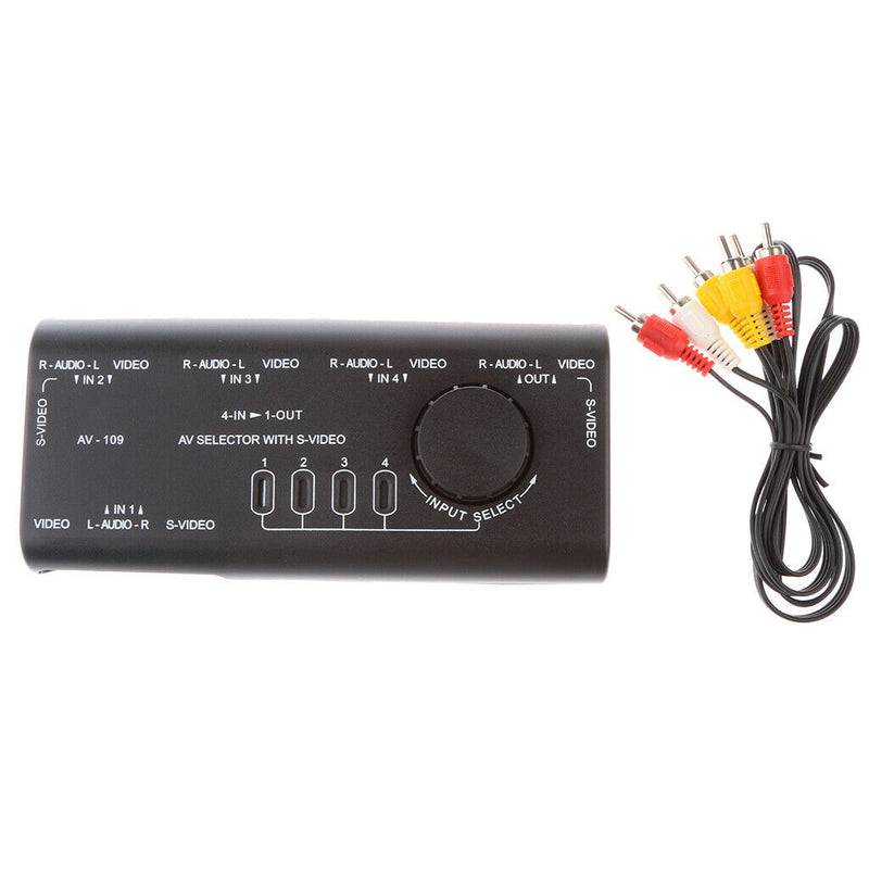 4 Way AV Selector RCA Selector Composite Audio Selector L / R With 4 Inputs And