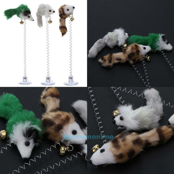 3Pcs Mini Plush Mouse Pet Cat Activity Toys Funny Playing Toys Bottom Sucker