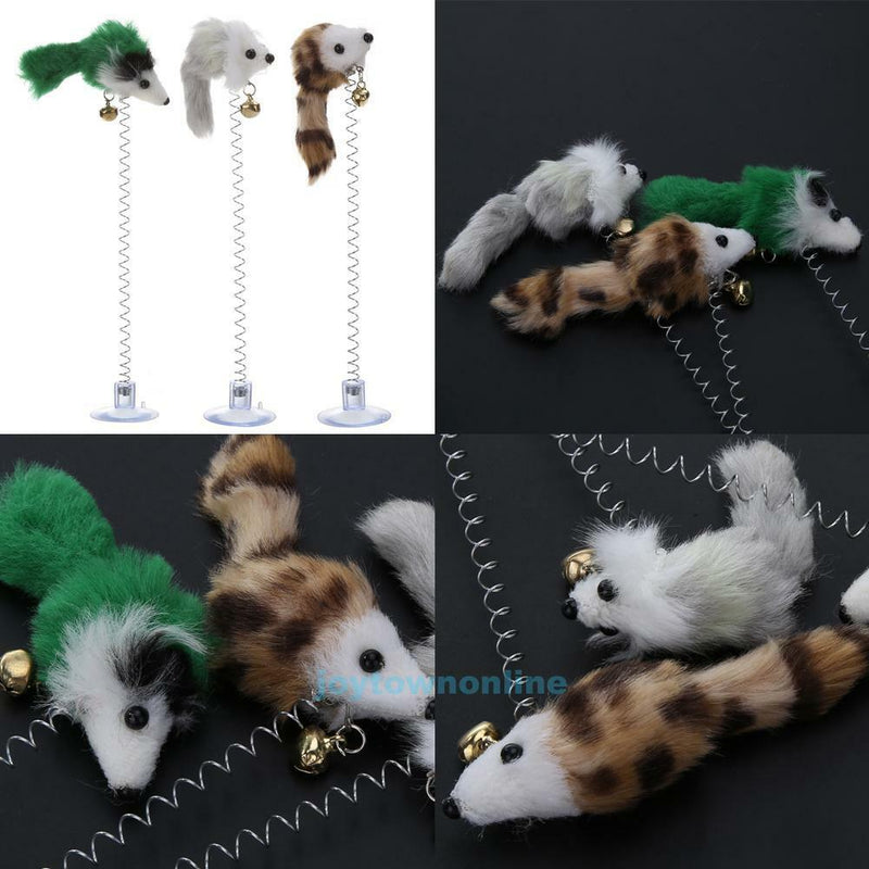3Pcs Mini Plush Mouse Pet Cat Activity Toys Funny Playing Toys Bottom Sucker