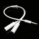 3.5mm Stereo Audio Male to 2 Female Headset Microphone Cable Y Splitter