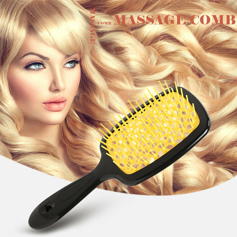 Wide Teeth Air Cushion Comb Home Hairdressing Styling Massage Comb (Yellow) A