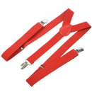 Women Men Clip-on Adjustable Pants Elastic Y Back Suspender Braces - Red M9L8
