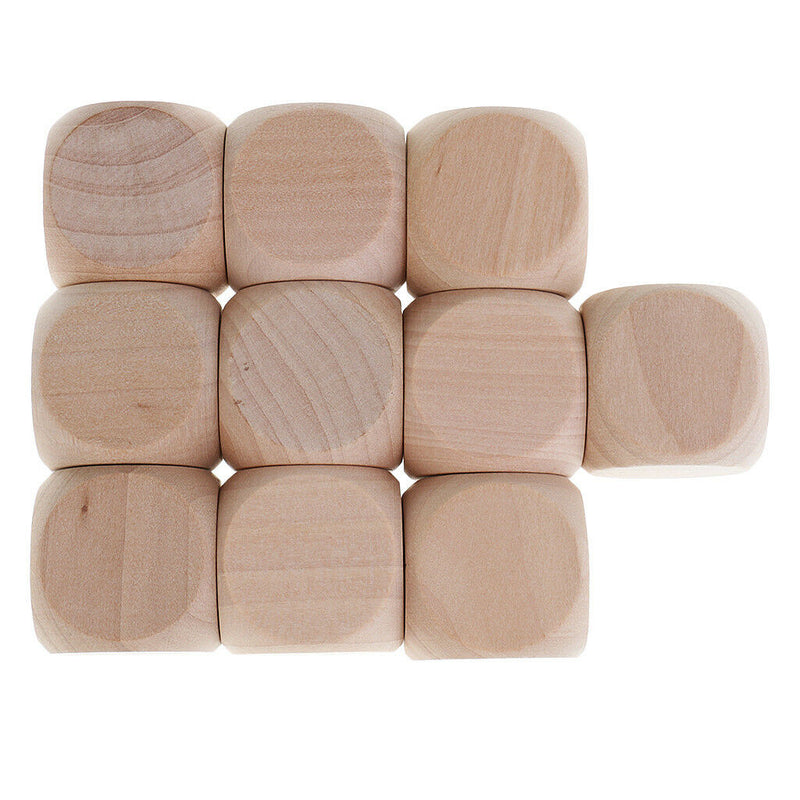 10PCS Wood Blank Dice D6 3cm Game Dice for DIY Decorating & Craft Projects