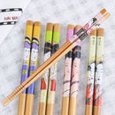 5 Pair of Natural Bamboo Wood Japanese Painting Chopsticks Value Dinner Reusable
