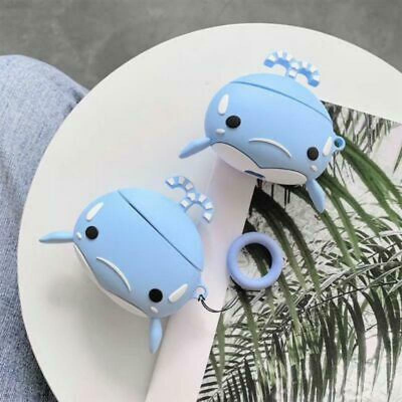 Cute Blue Whale Protective Case Shockproof Soft Silicone Cover for Airpods 1/2