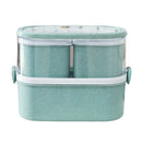 3 IN1 Kids Lunch Box Wheat Straw Box Microwave Food Fruit Storage Container