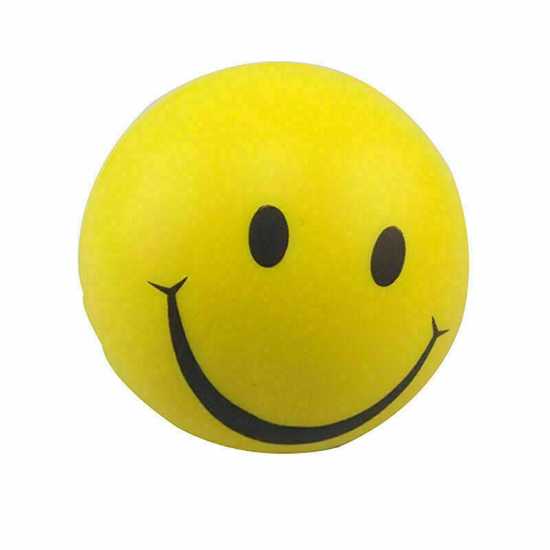 12pcs/pack Happy Smile Face Bouncy Relaxable Squeeze Pain Relie Ball Stress O9E1