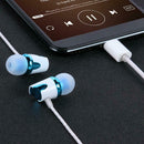 Type-C Connector In-Ear Earphone Deep Bass Wired Volume Control Earbuds w/Mic