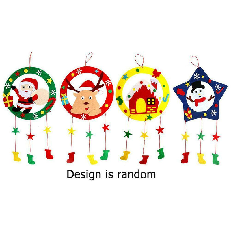 Child Handmade Xmas Garlands Cloth Wreath Art Kindergarten US Rural Style Random