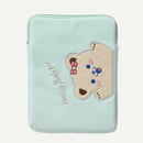 11 inch Laptop Bag Cute Bear Pouch Case for iPad Protective Cover (Green) A
