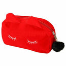 Portable Cartoon Pattern Cosmetic Bag Makeup Bags Pen Pencil Pouch Case Red