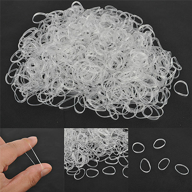 600x Elastic Rubber Clear Hair Ties Hair Band Ropes Women's Ponytail Holder