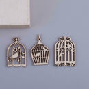50pcs Wood Chips Bird Cage Shape DIY Pendant Home Wall Album Decoration