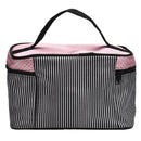 Women Stripe Bow monolayer cosmetic bag (Black) D4K8