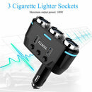 Power Adapter 3Way Cigarette Lighter Socket Splitter Dual USB Car Charger DC 12V