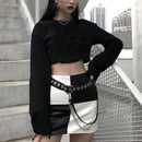 2 Layer Punk  Hook Pant Leather Belt Chain Women Black Love Buckle BeltJR
