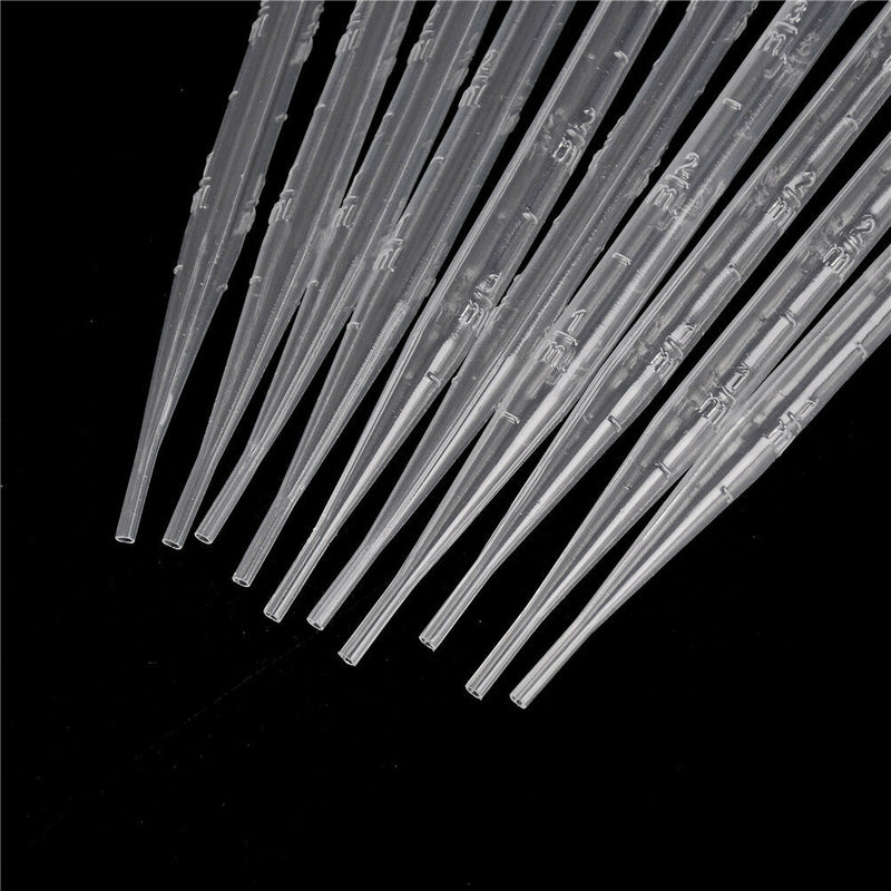 100Pcs 2ml Clear Plastic Eye Dropper Set Liquid Transfer Graduated Pipettes  ASE