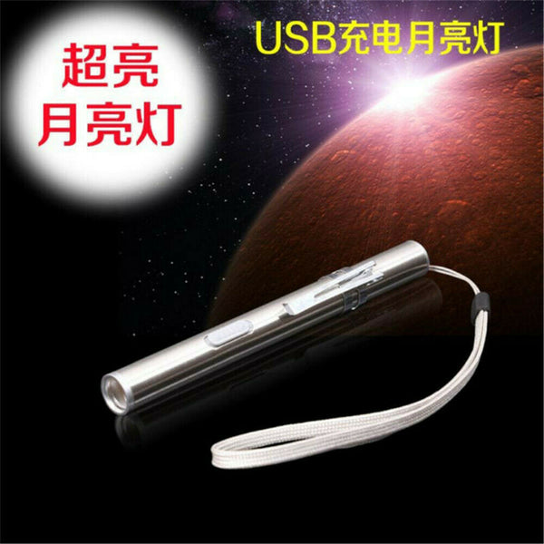 1*Waterproof Pocket LED Flashlight USB Rechargeable LED Torch Mini Penlight Lamp