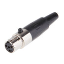 Mini 4 Pin XLR Female Cable Connector, for Pro Microphones, Black and Sliver