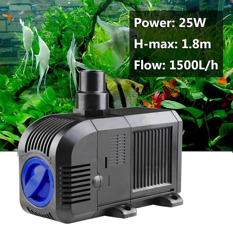1500L/h Aquarium Fish Tank Water Pump 400GPH 25W Adjustable Submersible Fountain