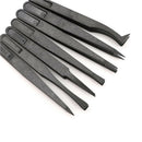 7 x Tweezers Set Antistatic Hard Plastic Repair Tool Black JR