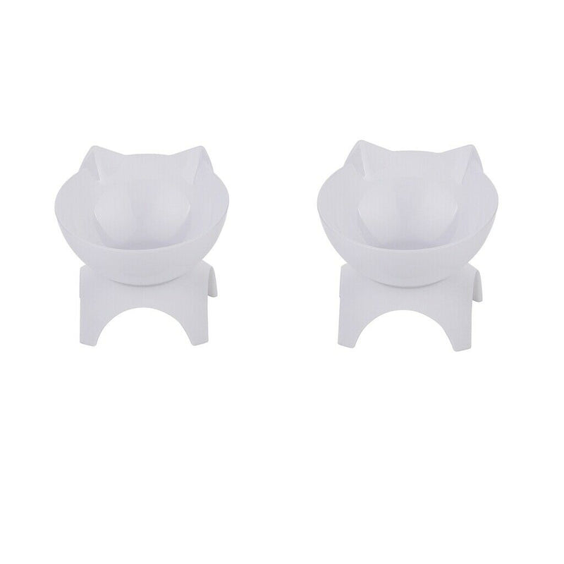 2Pieces Cat Elevated Food Water Bowls Raised Container w Elevated Stand