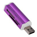 USB2.0 4 in 1 Multi Memory Card Reader for SD/SDHC/Mini SD/MMC/TF (Purple)