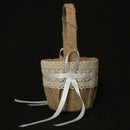 Women Wedding Flower Basket Rustic Lace Purfle Knot Bridal Basket Girl'S Fl