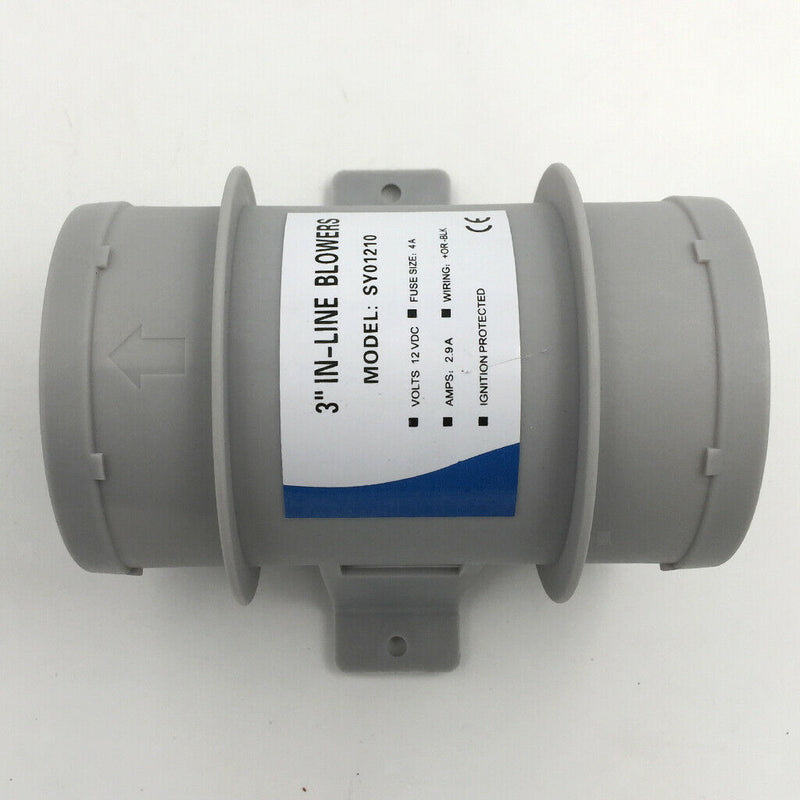 Marine Electric Turbo in Line Bilge Blower 3 inch 76mm Diameter 12V - Waterproof