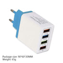 4 USB Wall Charger Phone Fast Charging Charger EU Plug Adapter (Lake Blue) A