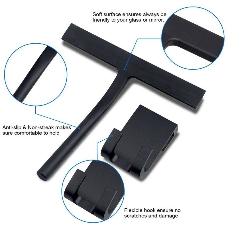 Silicone Shower Squeegee with Hook Non Slip Grip Household Squeegee Window  Y7L8