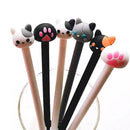 3x Cat Paw Head Gel Ink Roller Ball Point Pen Cute Gift School Office Stationery